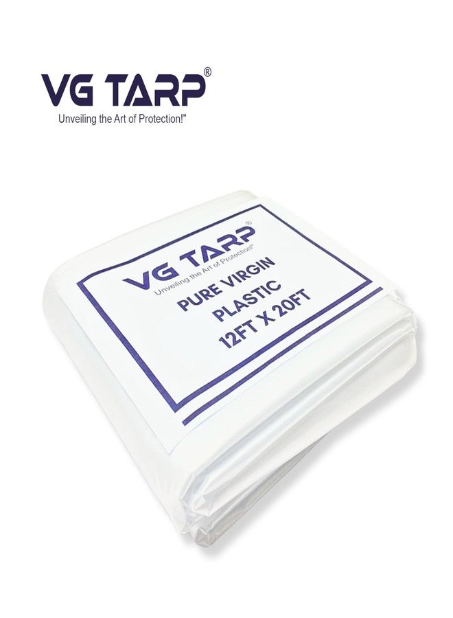 VG TARP غطاء بلاستيكي متعدد الأغراض من VG TARP لحماية الأثاث، والأرضيات الخشبية، وأجهزة التكييف، والثلاجات، والمساحات الخارجية، وغيرها من بقع الطلاء. المقاس: عرض 12 قدمًا × طول 20 قدمًا - Image 2